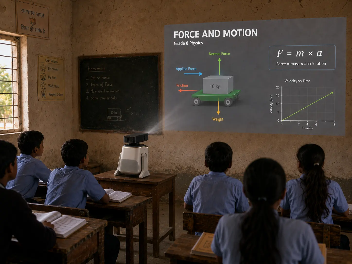 Students learning force and motion with KIKO